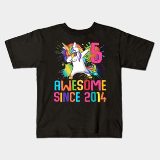 Kids 5 Years Old 5th Birthday Unicorn Shirt Girl Kids T-Shirt